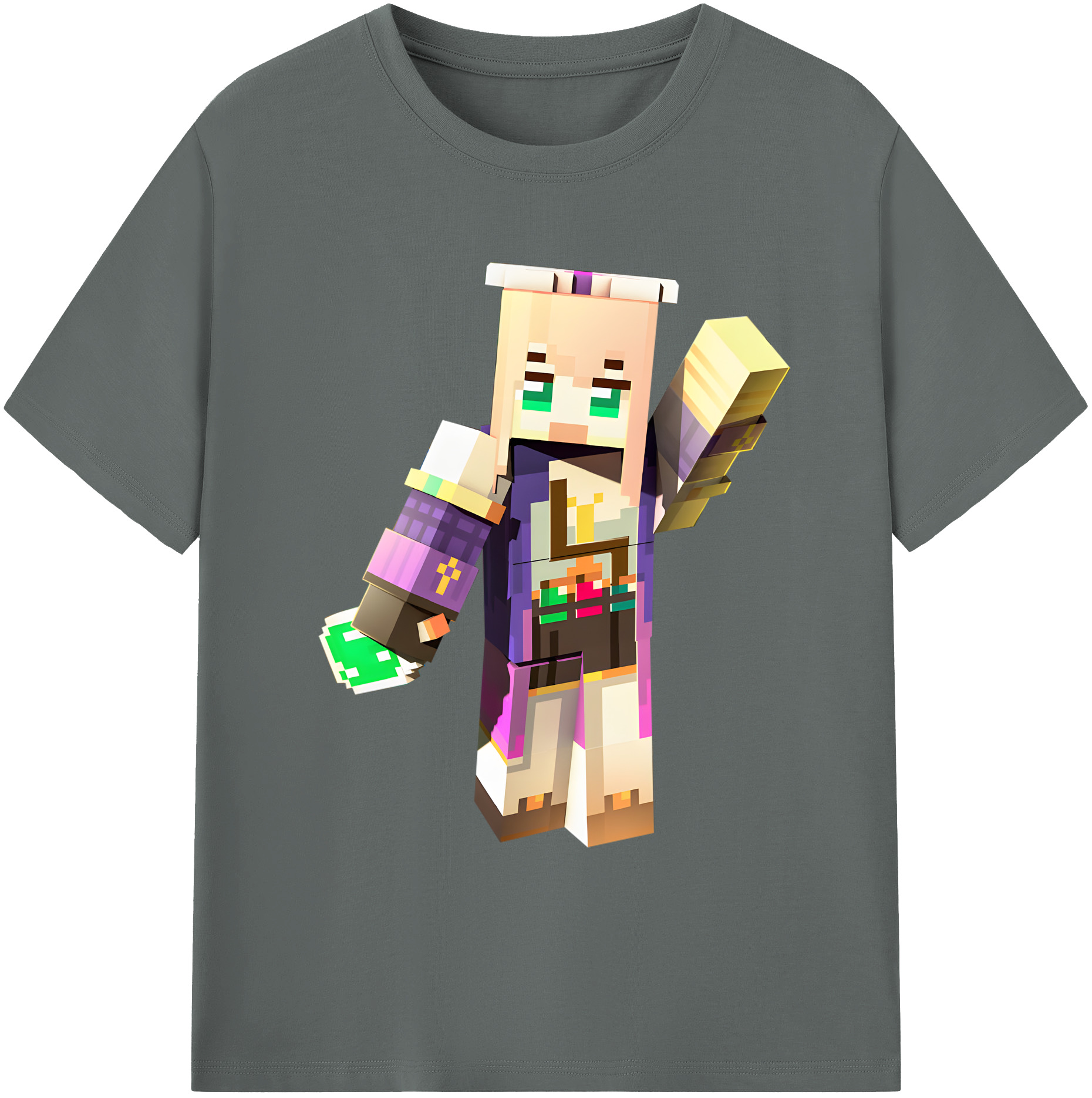 （画像用） マインクラフト ブロックの世界 Minecraft MC Block world 綿100％ メンズ半袖Tシャツ｜肌触りやわらか＆通気性